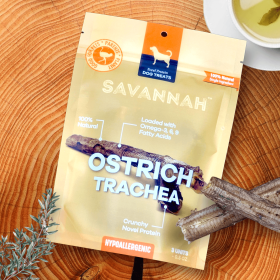 Crunchy Ostrich Trachea Cuts: The Airy, All-Natural Treat for Small to Medium Dogs