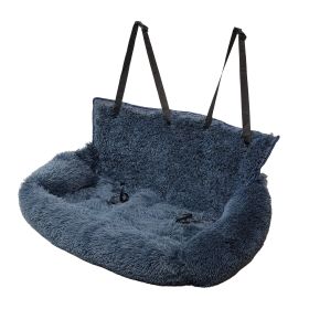 Dog Car Seat For Small Medium Large Dogs,Two Dogs Car Back Seat,Travel Pet Booster Seat With Seat Belt,Washable Long Plush Safety Pet Car Seat For Cat (Option: Dark Grey-For backseat)